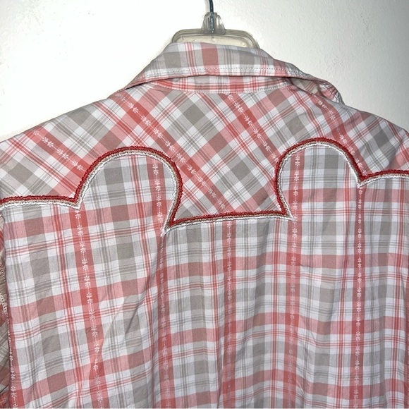 Lucky Brand Sportswear Western Style Pink Plaid Snap Front Cotton Shirt Size XL - Picture 4 of 13